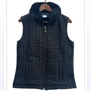 DAKINI Women’s Quilted Black Stitched Full Zip Fleece Collar Vest Size: S